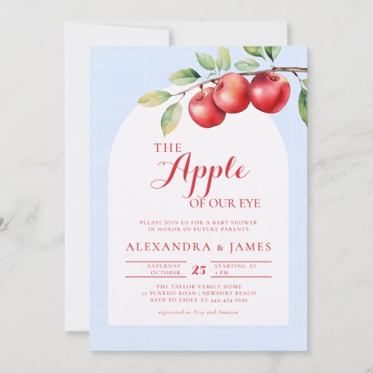 Herfst Apple Harvest Boho Coed Blue Boy Baby showe Kaart (Voorkant)