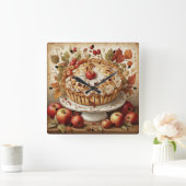 Herfst Apple Pie Wall Clock Vierkante Klok (Huis)