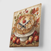Herfst Apple Pie Wall Clock Vierkante Klok (Hoek)