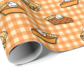 Herfst Apple Pumpkin en Pecan Pie Pattern Cadeaupapier (Rol Hoek)