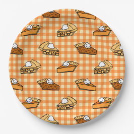 Herfst Apple Pumpkin en Pecan Pie Pattern Papieren Bordje