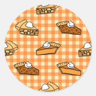 Herfst Apple Pumpkin en Pecan Pie Pattern Ronde Sticker