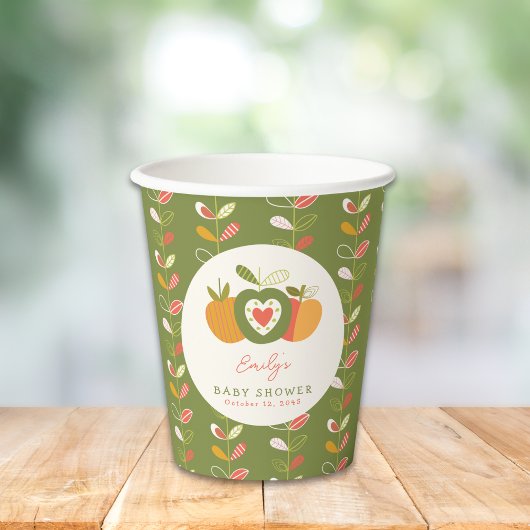 Herfst Apple Theme Baby shower Genderneutraal Papieren Bekers