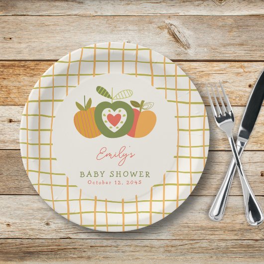 Herfst Apple Theme Baby shower Genderneutraal Papieren Bordje
