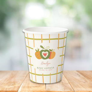 Herfst Apple Theme Whimsical Baby shower Groen Papieren Bekers