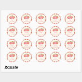 Herfst Apple Theme Whimsical Baby shower Roze Rood Ronde Sticker (Vel)
