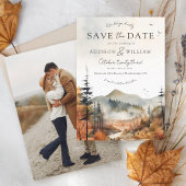 Herfst Aquarel Berg Rustieke Foto Bruiloft Save The Date