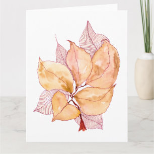 Herfst Aquarel Bladeren Botanische Illustratie Kaart
