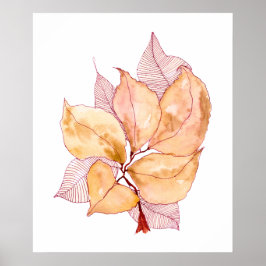 Herfst Aquarel Bladeren Botanische Illustratie Poster