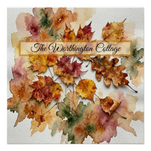 Herfst Aquarel Bladeren en Herfstloof Kunst Perfect Poster