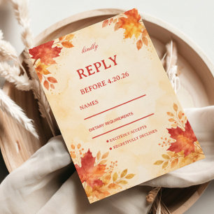 Herfst Aquarel Bladeren Gast RSVP Kaartje