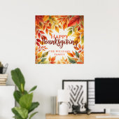 Herfst Aquarel Bladeren Thanksgiving Welkom Poster (Thuiskantoor)