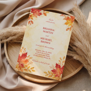 Herfst Aquarel Bladeren Warm Kaart