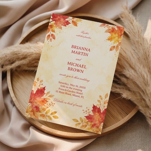 Herfst Aquarel Bladeren Warm Kaart
