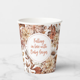 Herfst Aquarel Bloem Baby Shower Papieren Bekers