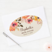 Herfst Aquarel Bloem Bruidsdouche Ovale Sticker (Envelop)