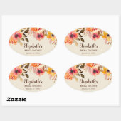 Herfst Aquarel Bloem Bruidsdouche Ovale Sticker (Vel)
