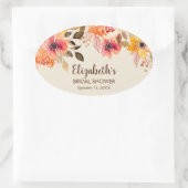 Herfst Aquarel Bloem Bruidsdouche Ovale Sticker (Tas)