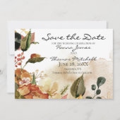 Herfst Aquarel Bloem Bruiloft Horizontaal Save The Date (Voorkant)