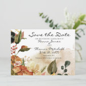 Herfst Aquarel Bloem Bruiloft Horizontaal Save The Date (Staand voorkant)