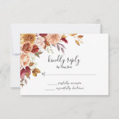 Herfst Aquarel Bloem Bruiloft RSVP Kaartje (Voorkant)