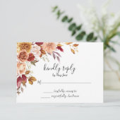 Herfst Aquarel Bloem Bruiloft RSVP Kaartje (Staand voorkant)