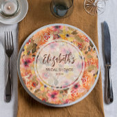 Herfst Aquarel Bloemen Bruidsdiner Papieren Bordje