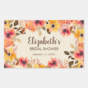 Herfst Aquarel Bloemen Bruidsdouche Rechthoekige Sticker