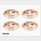 Herfst Aquarel Bloemen Bruidsfeest Ovale Sticker (Vel)