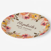 Herfst Aquarel Bloemen Bruidsfeest Papieren Bordje (Gekanteld)