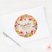 Herfst Aquarel Bloemen Bruidsfeest Ronde Sticker (Envelop)