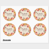 Herfst Aquarel Bloemen Bruidsfeest Ronde Sticker (Vel)