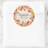 Herfst Aquarel Bloemen Bruidsfeest Ronde Sticker (Tas)