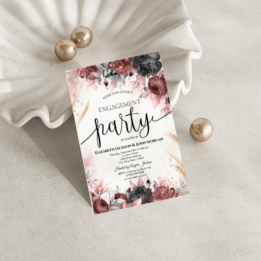 Herfst Aquarel Bloemen Bruiloft Kaart