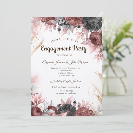 Herfst Aquarel Bloemen Bruiloft  Kaart (Staand voorkant)