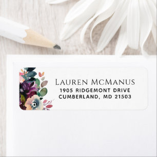 Herfst Aquarel Bloemen en Eucalyptus Etiket