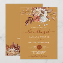Herfst Aquarel Bloemen op Gouden Trouw