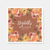 Herfst Aquarel Bloemen op Terracotta Servet (Voorkant)