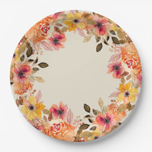 Herfst Aquarel Bloemen Papieren Bord