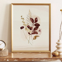 Herfst Aquarel Bloemen Poster