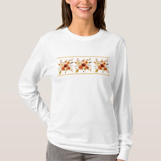 Herfst aquarel bloemen T-Shirt (Voorkant)