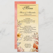 Herfst Aquarel Bloemen Terracotta Geel Menu (Voorkant / Achterkant)