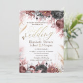 Herfst Aquarel Bloemen Uitnodiging (Staand voorkant)