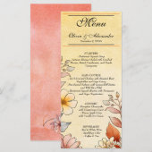 Herfst Aquarel Bloemige Terracotta Gele Menu (Voorkant / Achterkant)