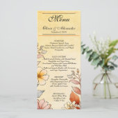 Herfst Aquarel Bloemige Terracotta Gele Menu (Staand voorkant)