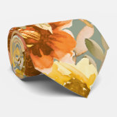 Herfst Aquarel Bloemmotief Chic Bruiloft Stropdas (Opgerold)