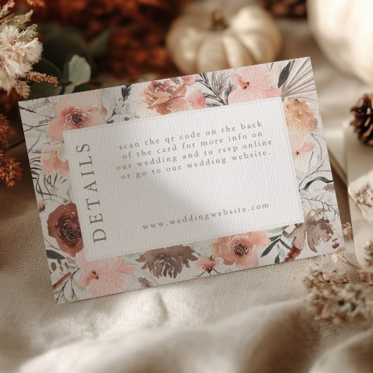 Herfst Aquarel Boho Bloemige Trouwinformatie Informatiekaartje