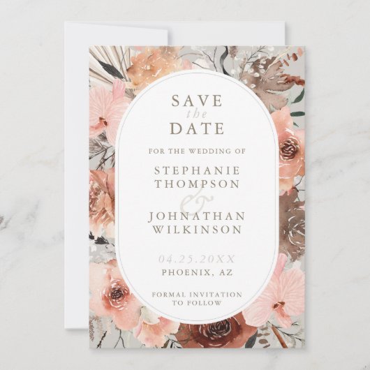 Herfst Aquarel Boho Bruiloft Save the Date (Voorkant)