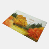 Herfst aquarel bomen met aanpasbare tekst  deurmat (Schuin)