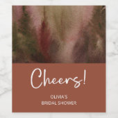 Herfst Aquarel Bos Terracota Bruidsdiner Wijn Etiket (Enkel label)